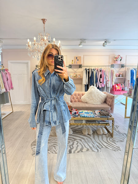 JAMIE BELTED DENIM JACKET – EBA.