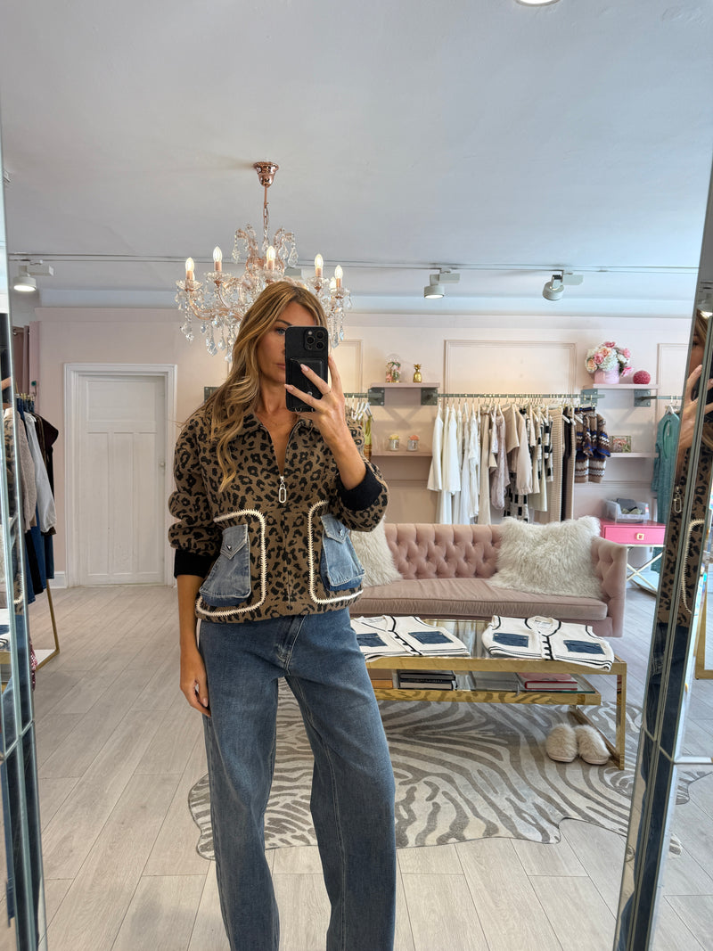 KIMMY LEOPARD ZIP KNIT JACKET