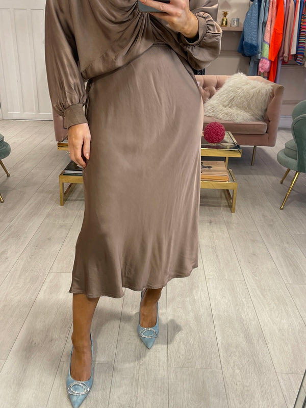 MELODY MOCHA SATIN SKIRT