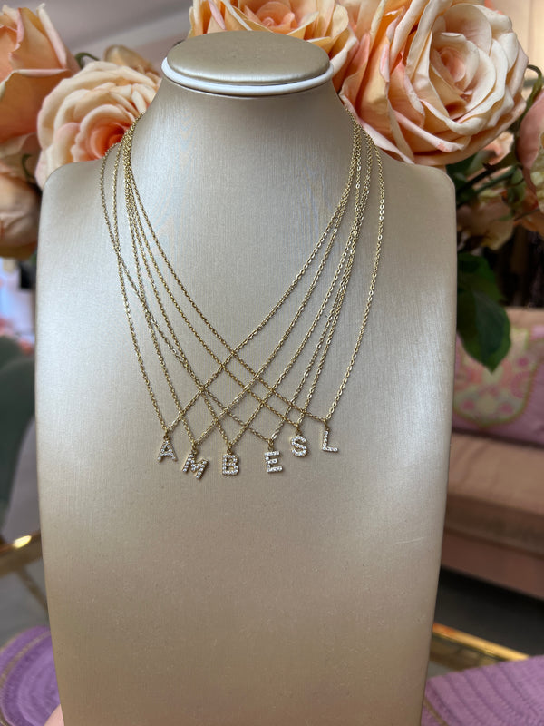 DAINTY INITIAL DIAMANTE NECKLACE