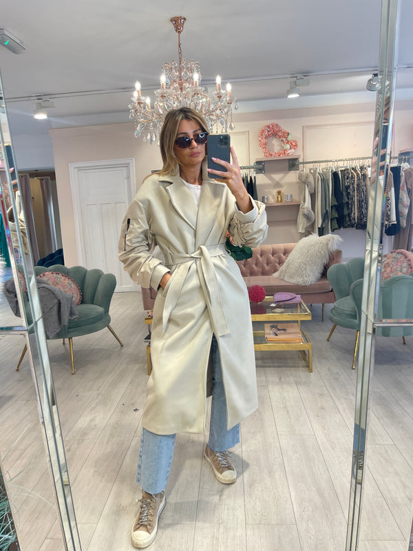 ALLEGRA UTILITY ARM DUSTER COAT STONE