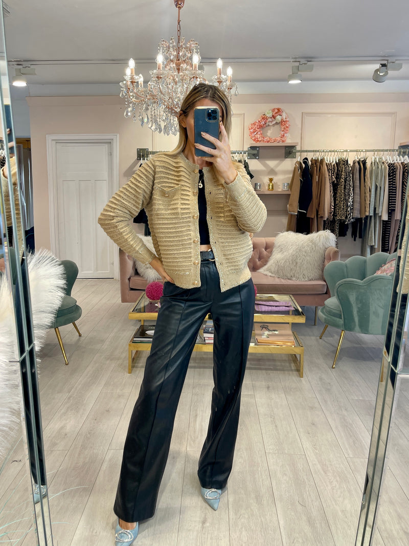 BAYLEIGH CAMEL CARDIGAN WITH GOLD BUTTONS