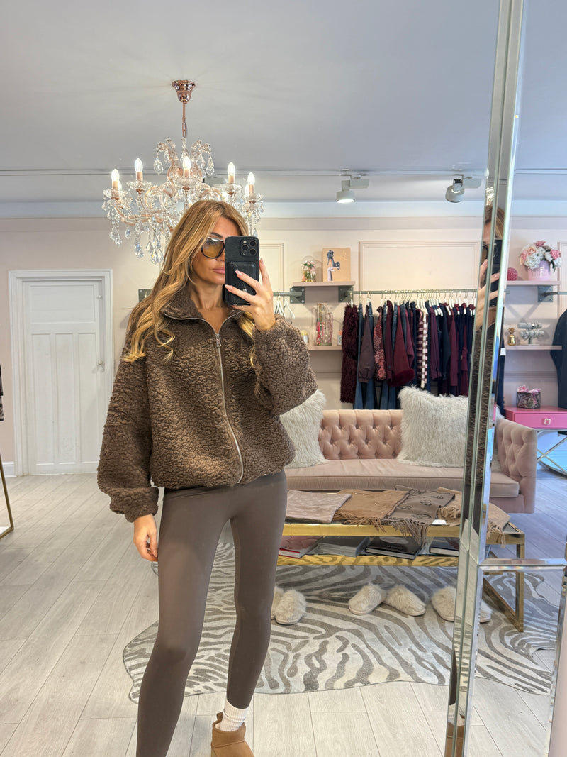 LANA BORG ZIP TROUGH FLEECE BROWN
