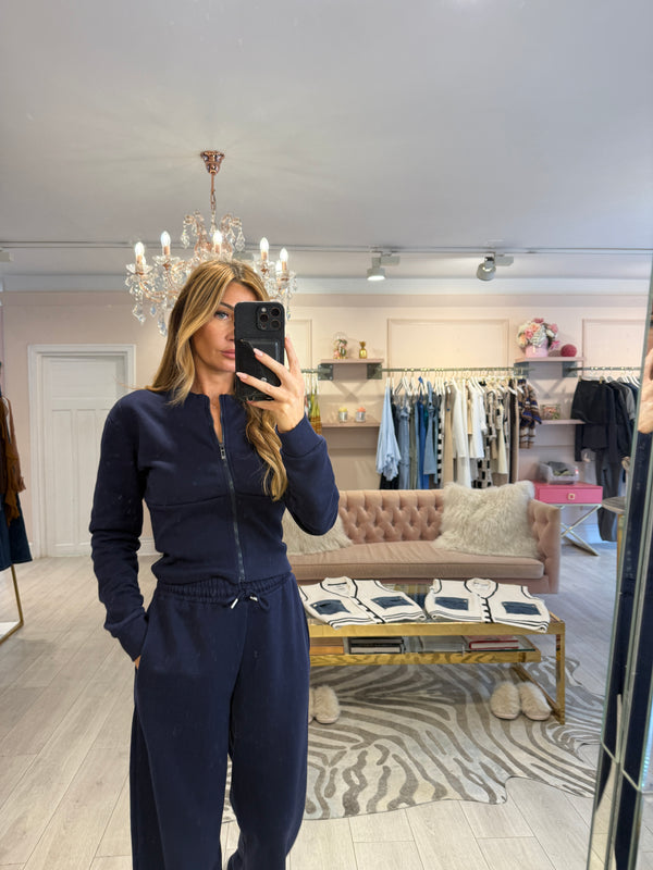 RUBY FITTED BOMBER TOP & TRS SET NAVY
