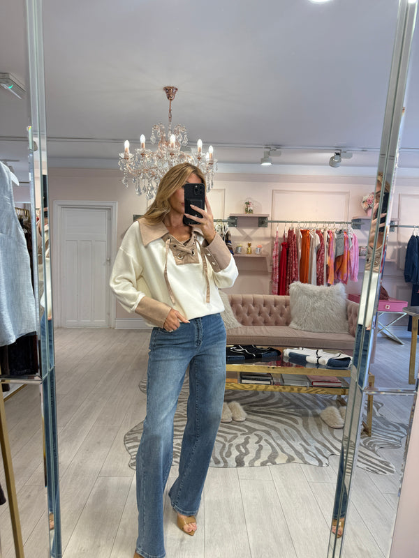 ASPEN LACE UP JUMPER CREAM