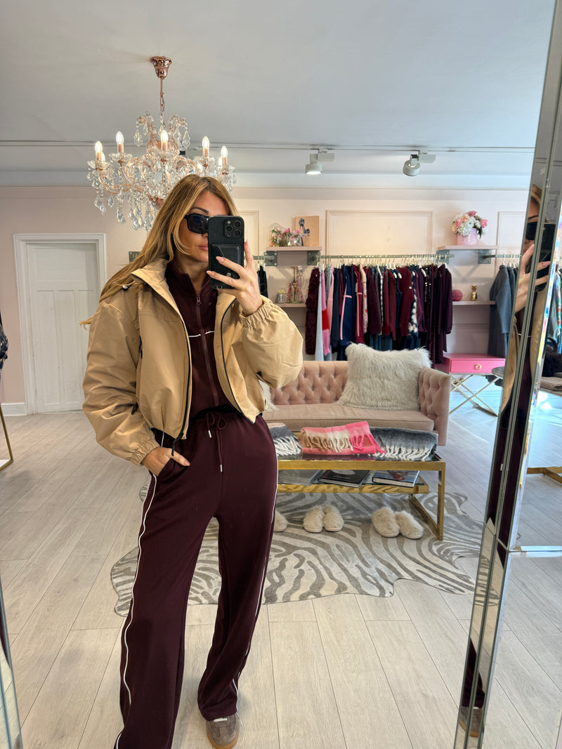 JAMIE CONTRAST STRIPE TRACKSUIT BURGUNDY
