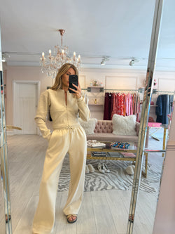 RUBY FITTED BOMBER TOP & TRS SET BEIGE