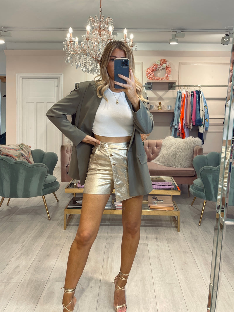 METALLIC GOLD COATED SKORT