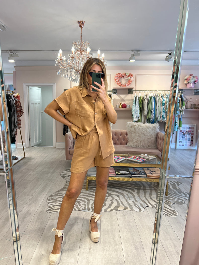 LOIS SOFT COTTON SHORT SET CAMEL