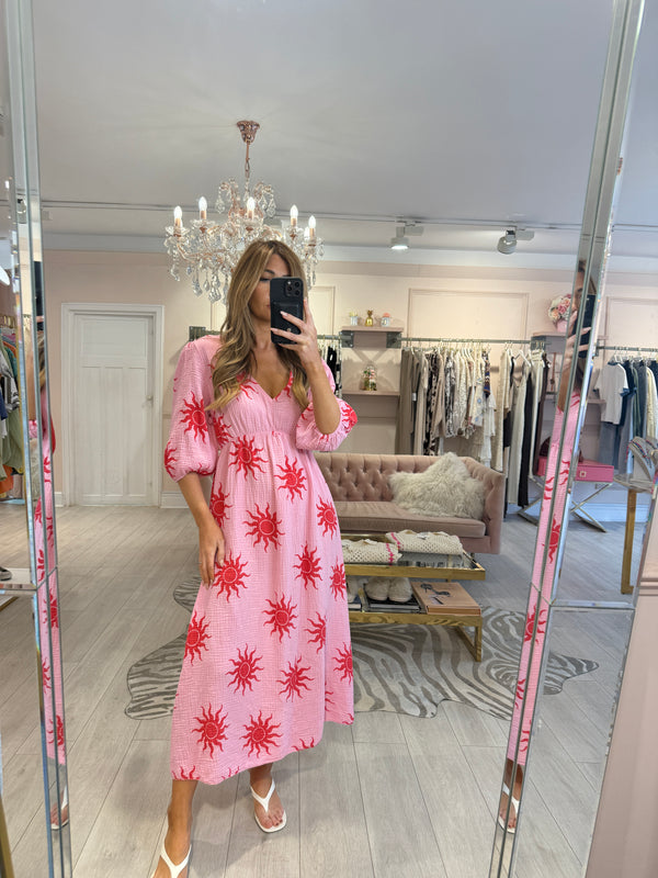 CALLIE CHEESECLOTH DRESS SUN PINK