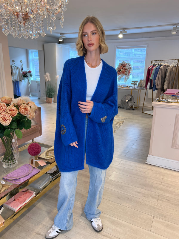 BLUE KNITTED PEACE&LOVE CARDIGAN