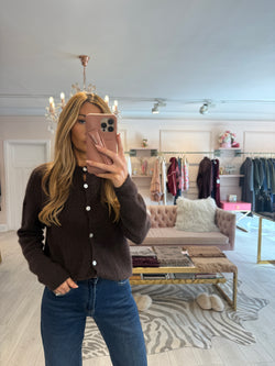 ELODIE BUTTON DOWN CARDIGAN BROWN