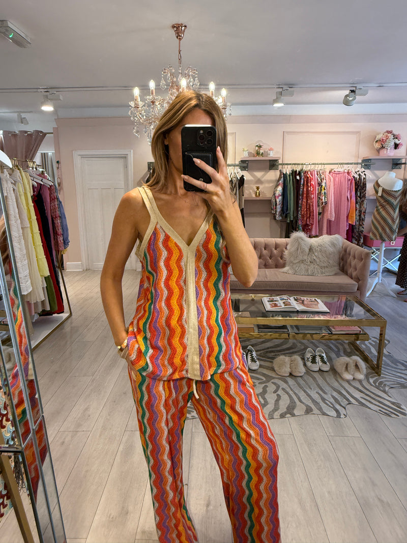 NIXIE LUREX TROUSER SET ORANGE