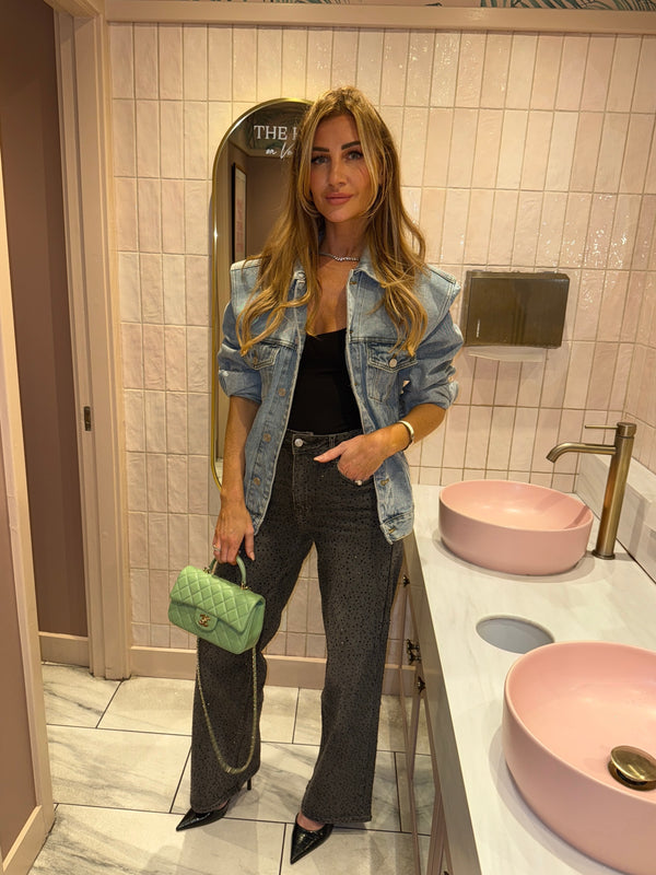 GLAM UP DIAMANTE JEANS GRAPHITE