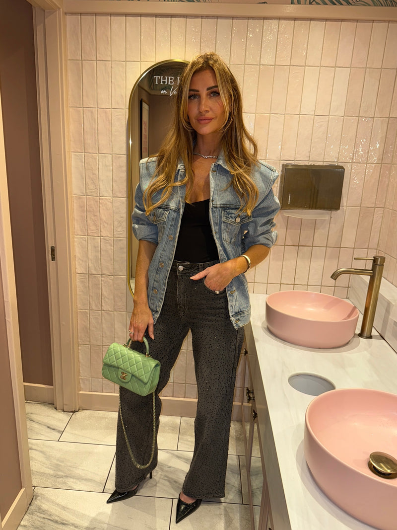 GLAM UP DIAMANTE JEANS GRAPHITE