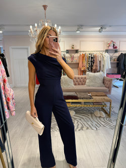 DONNA COWL NECK JUMPSUIT NAVY