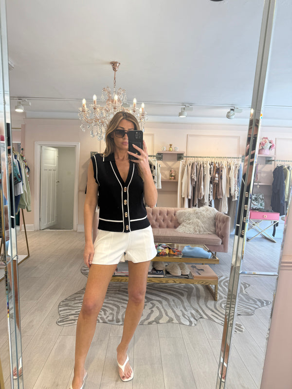 CLEO COLLARED KNIT TOP BLACK