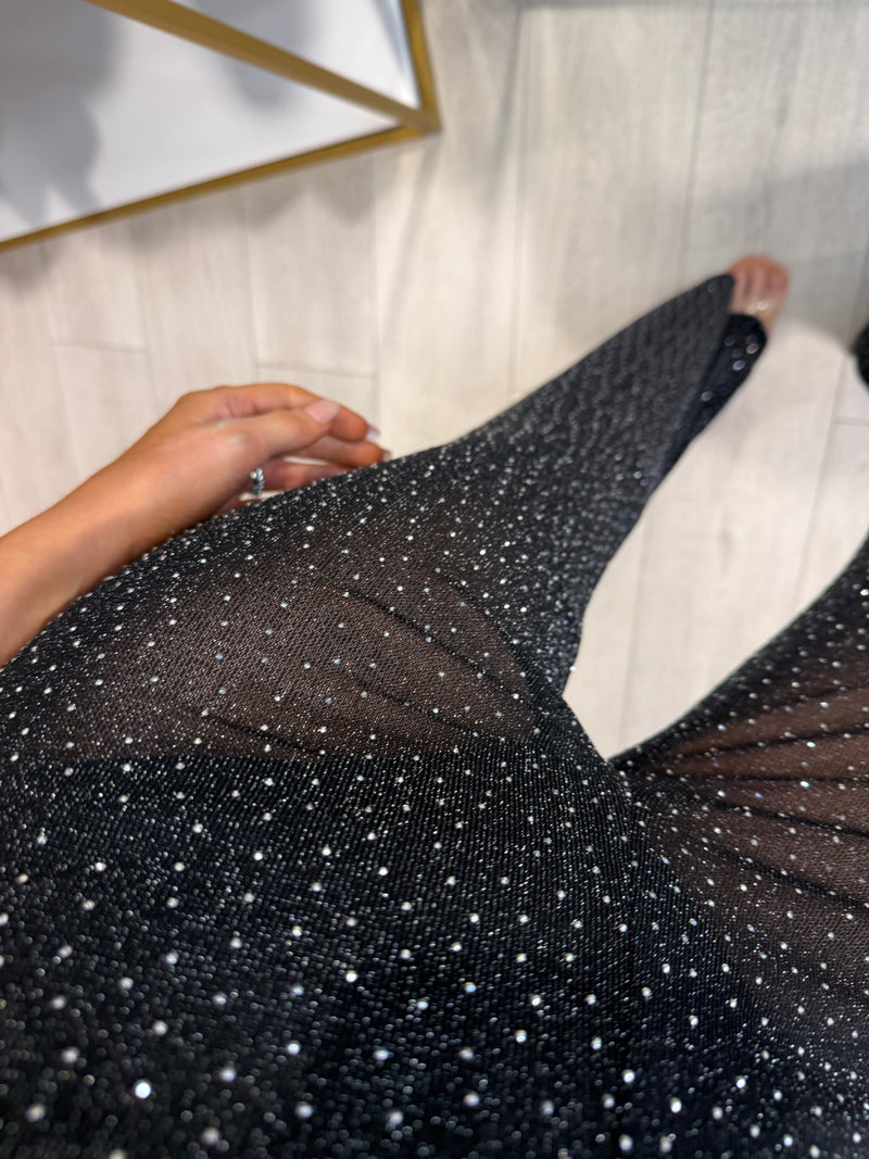VIVIENNE SPARKLY FLARE TROUSER BLACK