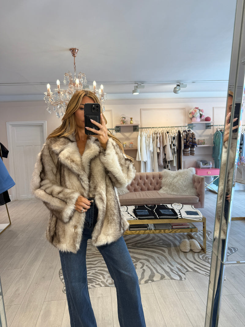 RAYNE FAUX FUR JACKET BEIGE