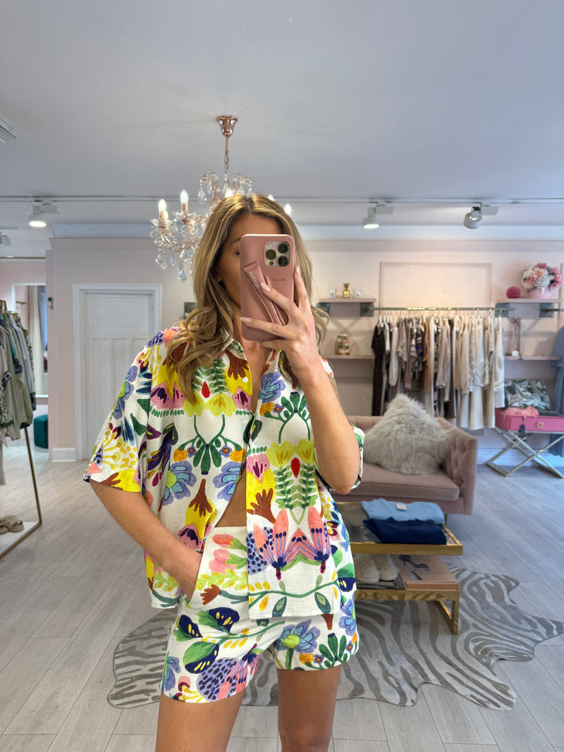 DAHLIA SHORT SLEEVE FLORAL PRINT SHORT SET