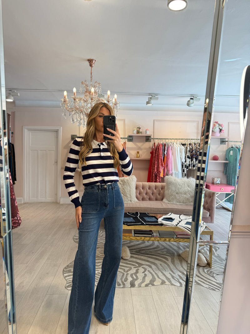 PARIS MILANO FINE KNIT TOP NAVY