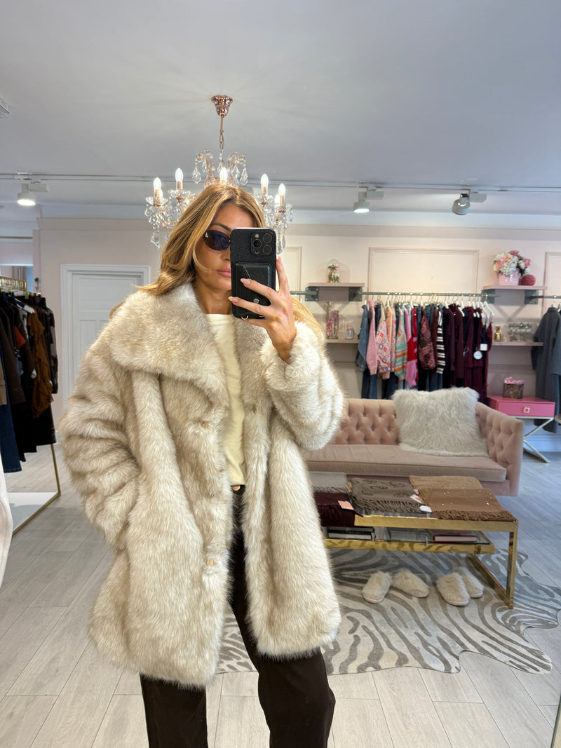 LOUISE FAUX FUR JACKET CREAM BEIGE MIX