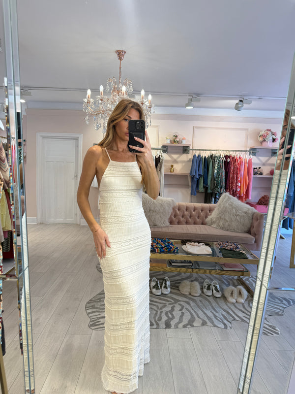 JENNIFER LACE EFFECT HALTERNECK DRESS CREAM