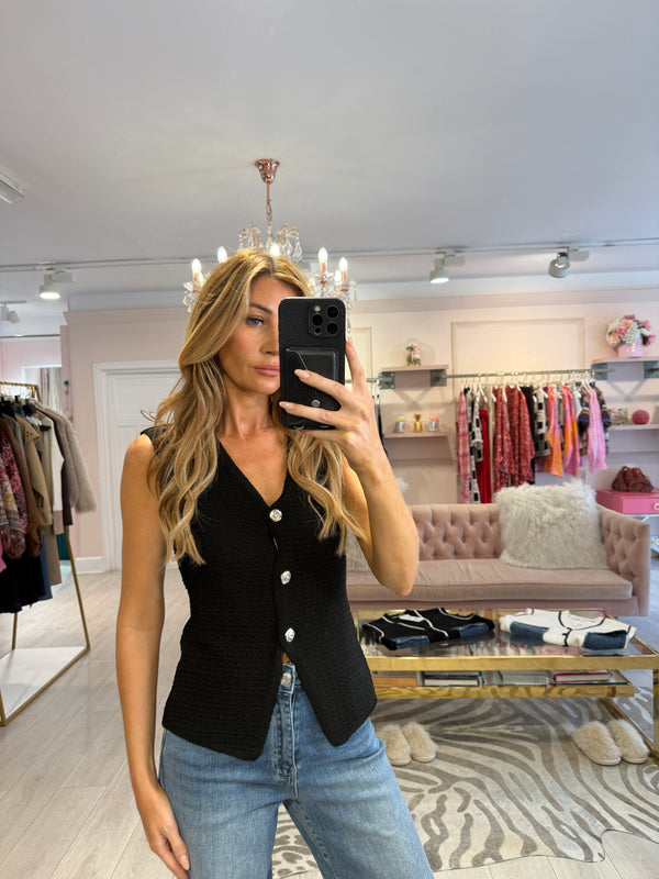 AMELIA KNIT WAISTCOAT BLACK