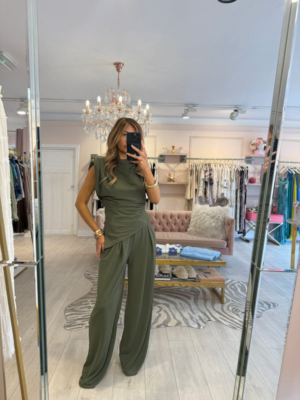 ALANA TOP & TROUSER SET KHAKI