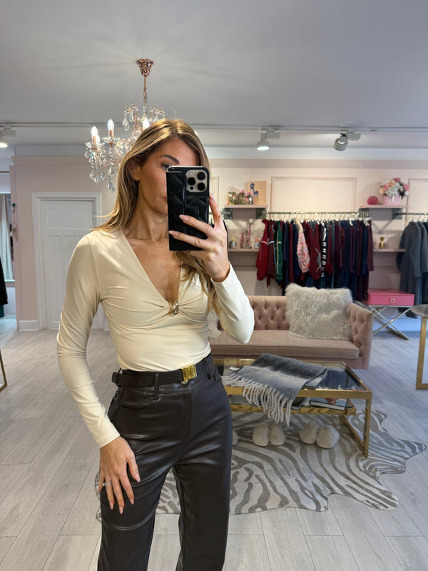 FRONT KNOT BODYSUIT CREAM