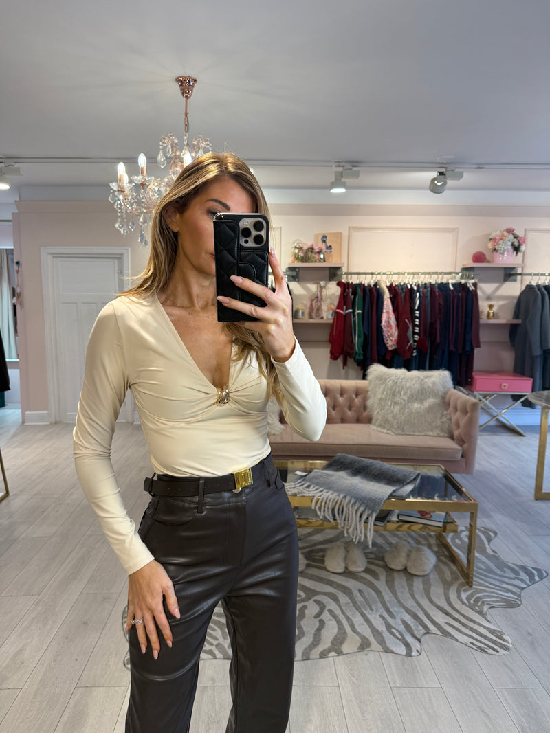 FRONT KNOT BODYSUIT CREAM