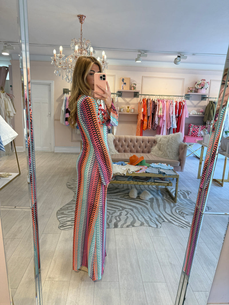 orange and blue chevron dress Women's Dress Size S Orange & Blue Chevron Print Really Cute Unusual Style