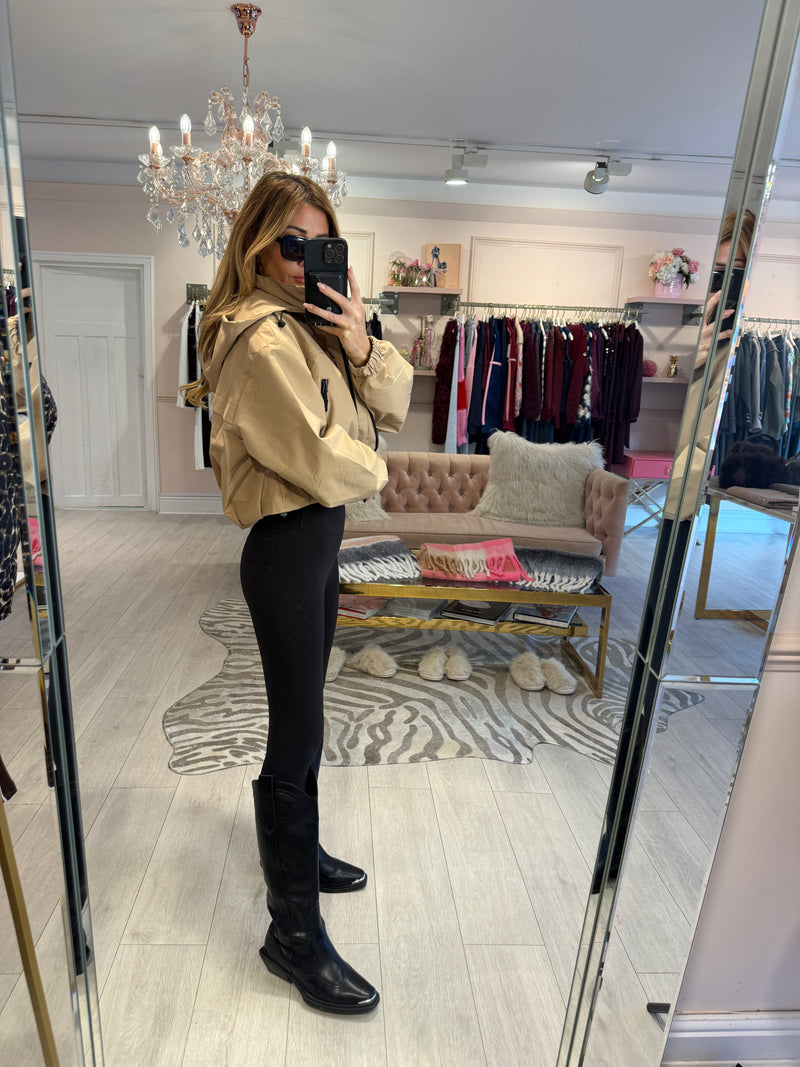 LEAH CROPPED HOODED JACKET CAMEL