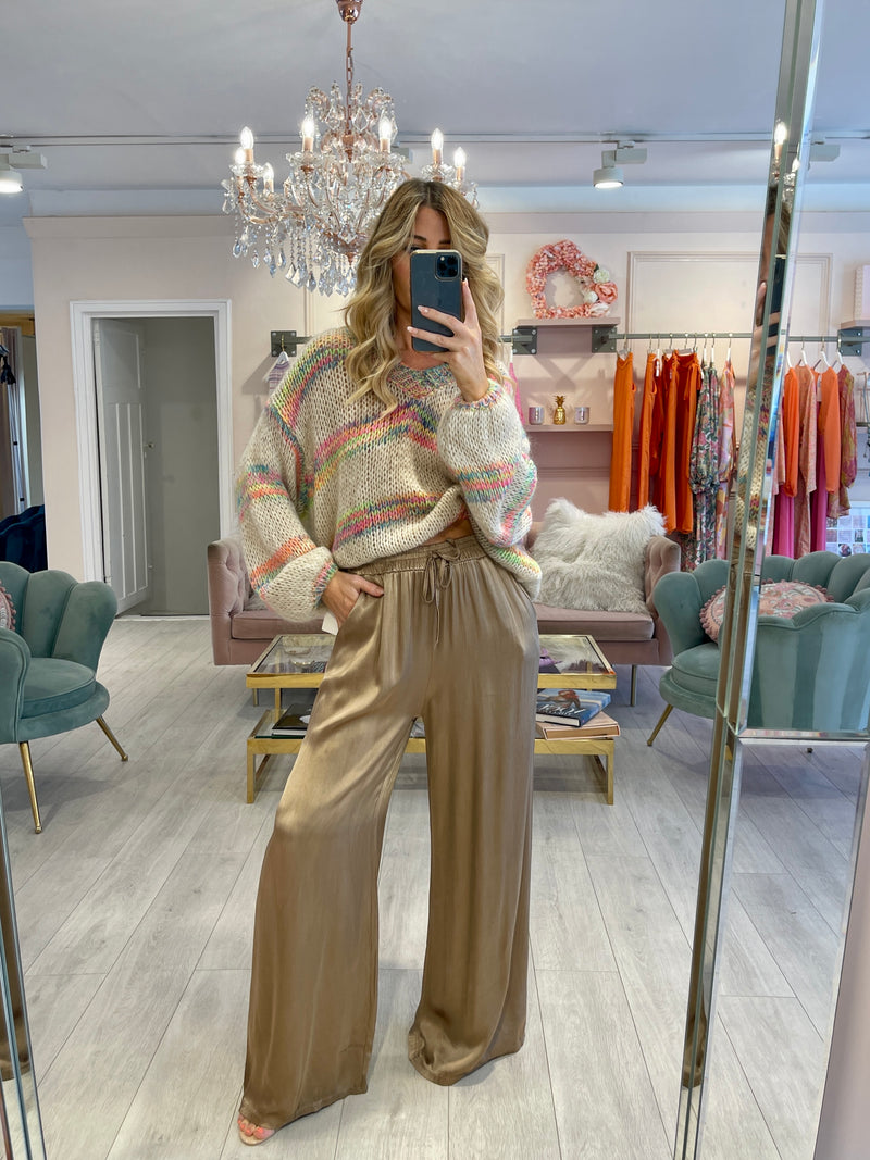 NEON MULTICOLOUR BEIGE KNITTED JUMPER