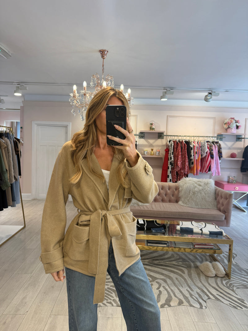RILEY BELTED COATIGAN BEIGE