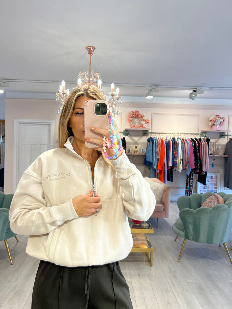 SANTA MONICA HALF ZIP SWEATSHIRT CREAM