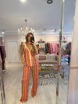 NIXIE LUREX TROUSER SET ORANGE