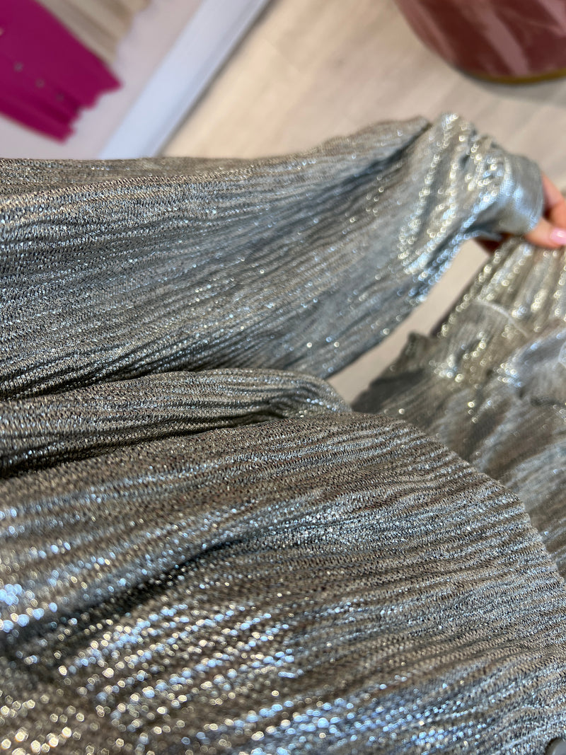 MIMI CHAMPAGNE METALLIC SHIRT AND SHORT SET