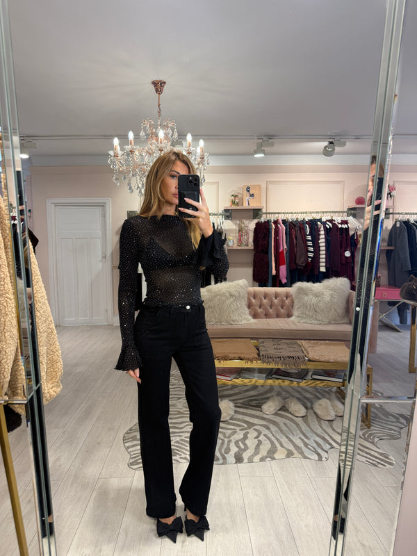 LESLIE BLACK FRONT POCKET JEANS