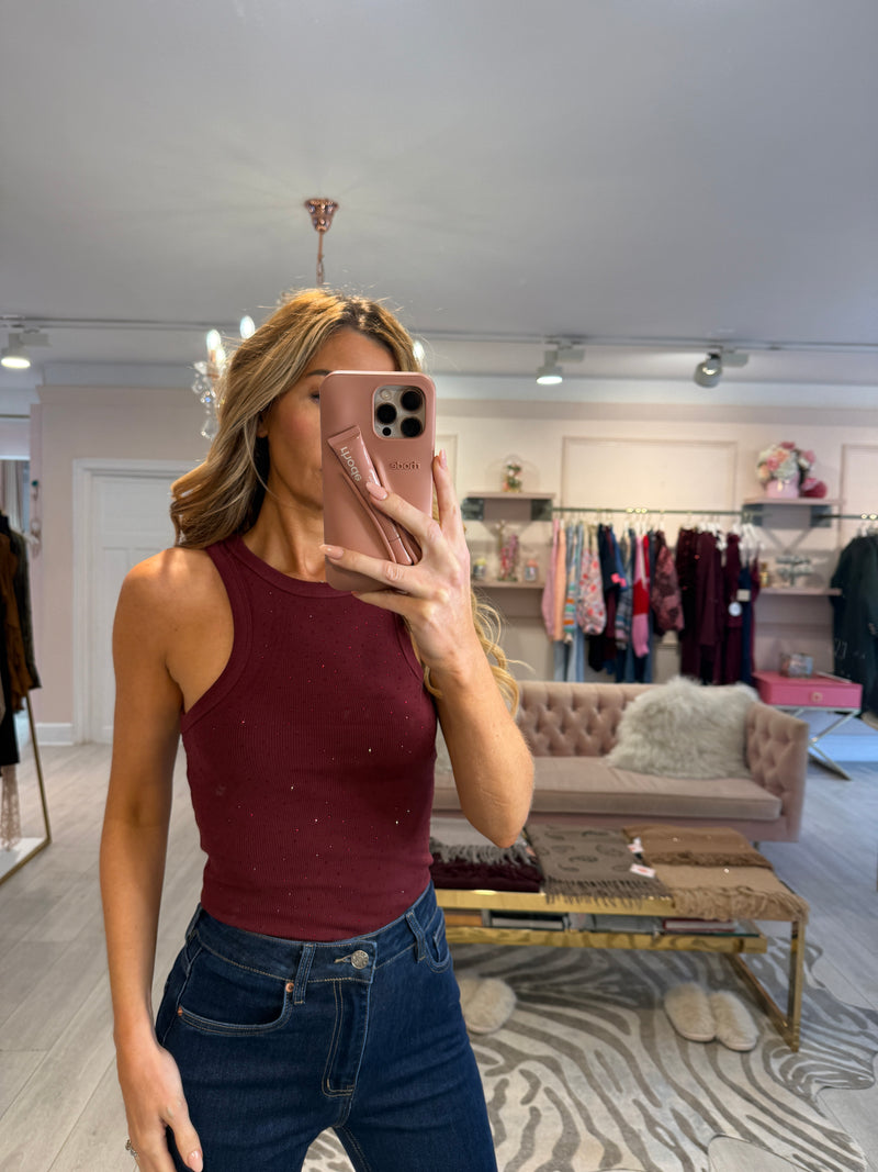 EMMY DIAMANTE RACER BACK VEST BURGUNDY