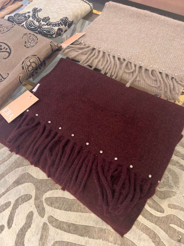 BURGUNDY DIAMANTE SCARF