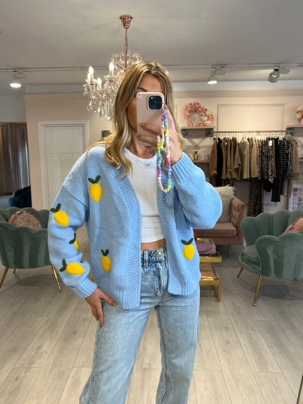 RIZZI LEMON CARDIGAN IN BABY BLUE