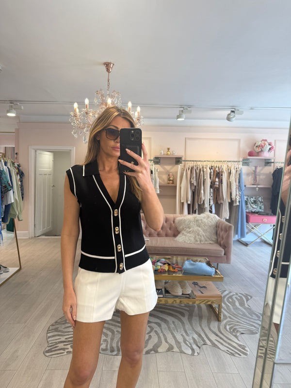 CLEO COLLARED KNIT TOP BLACK