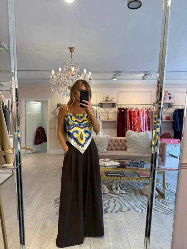 MIA TAILORED BELTED WIDE LEG TRS BROWN