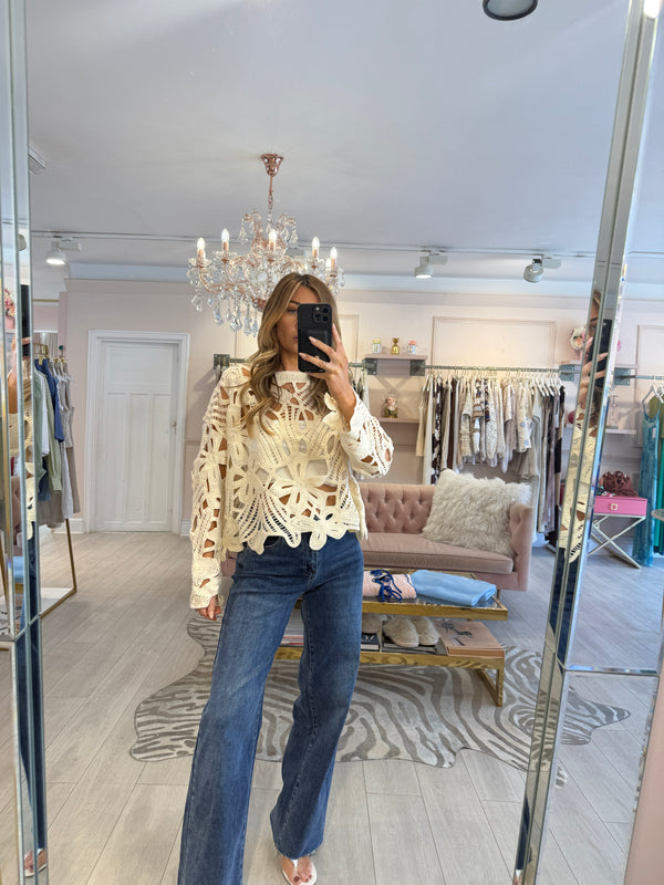 SAMMIE CROCHET TOP BEIGE
