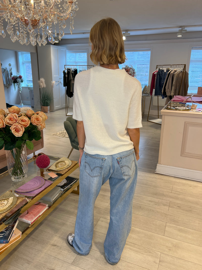 AMY WHITE SHORT SLEEVE JUMPER