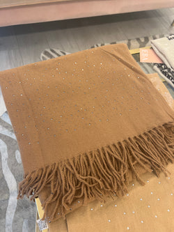 PLAIN CAMEL RHINESTONE SCARF