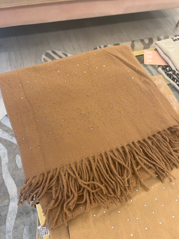 PLAIN CAMEL RHINESTONE SCARF