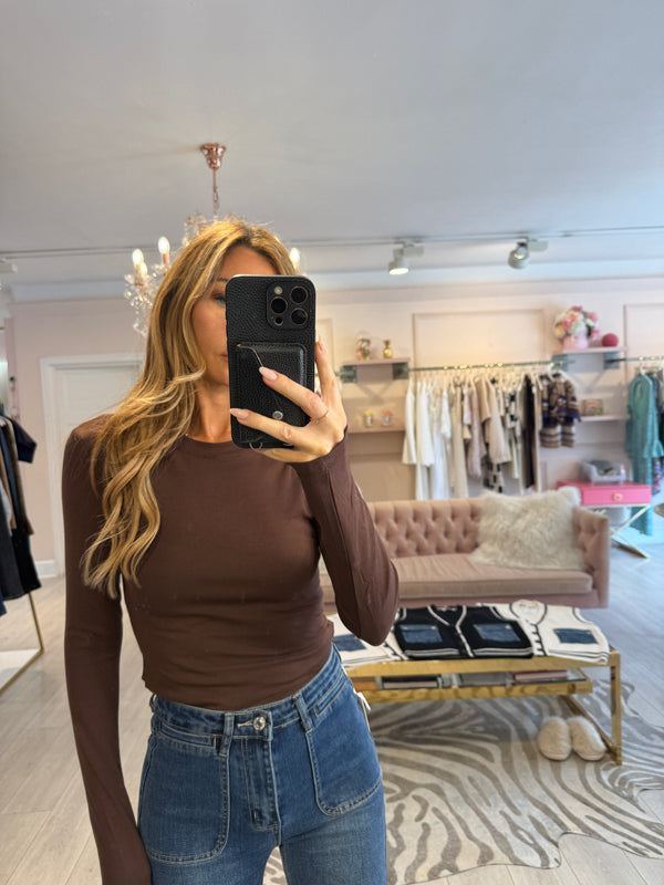 EBA BASIC LONG SLEEVE TOP BROWN