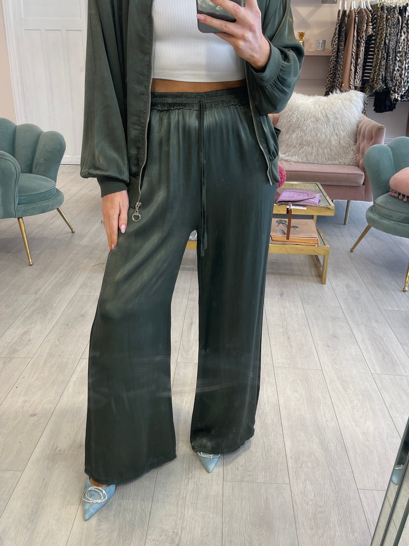 KHAKI SATIN TROUSER